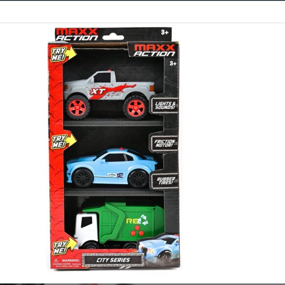 Maxx Action City Series & Fire Rescue New Lights Sounds Police Fire Race New - Picture 1 of 2